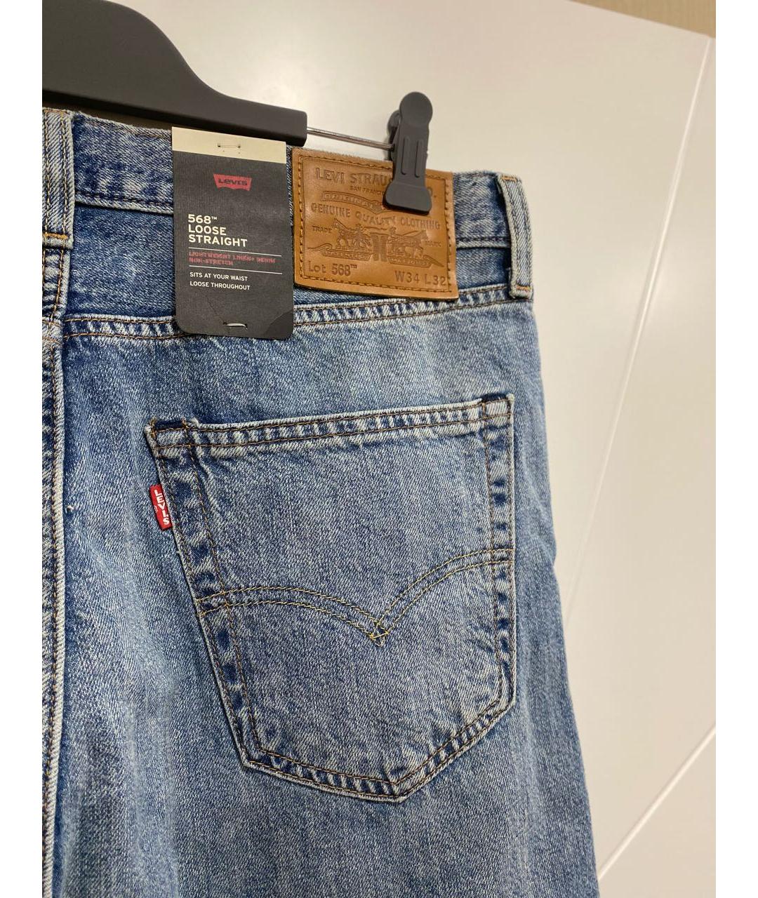 LEVI'S Голубые хлопко-льняные прямые джинсы, фото 5
