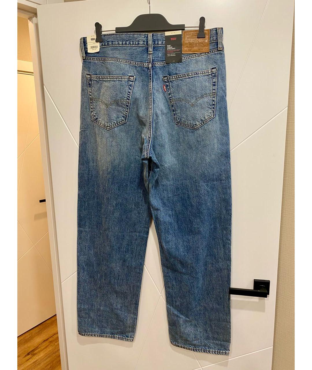 LEVI'S Голубые хлопко-льняные прямые джинсы, фото 2