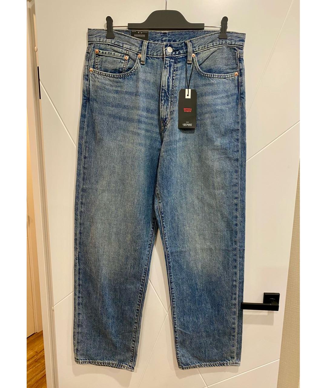 LEVI'S Голубые хлопко-льняные прямые джинсы, фото 9