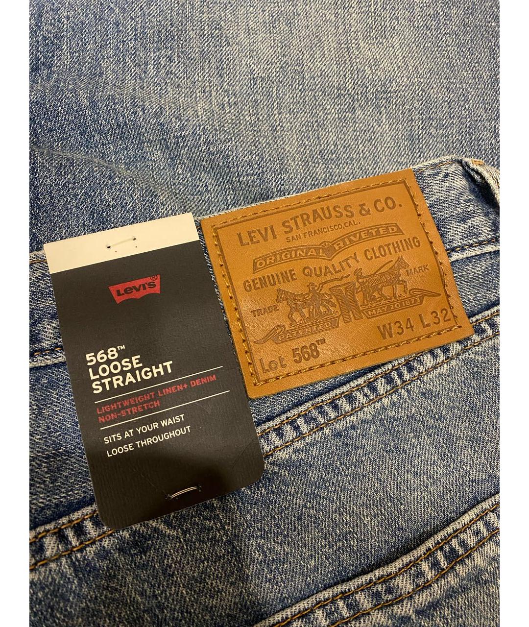 LEVI'S Голубые хлопко-льняные прямые джинсы, фото 6
