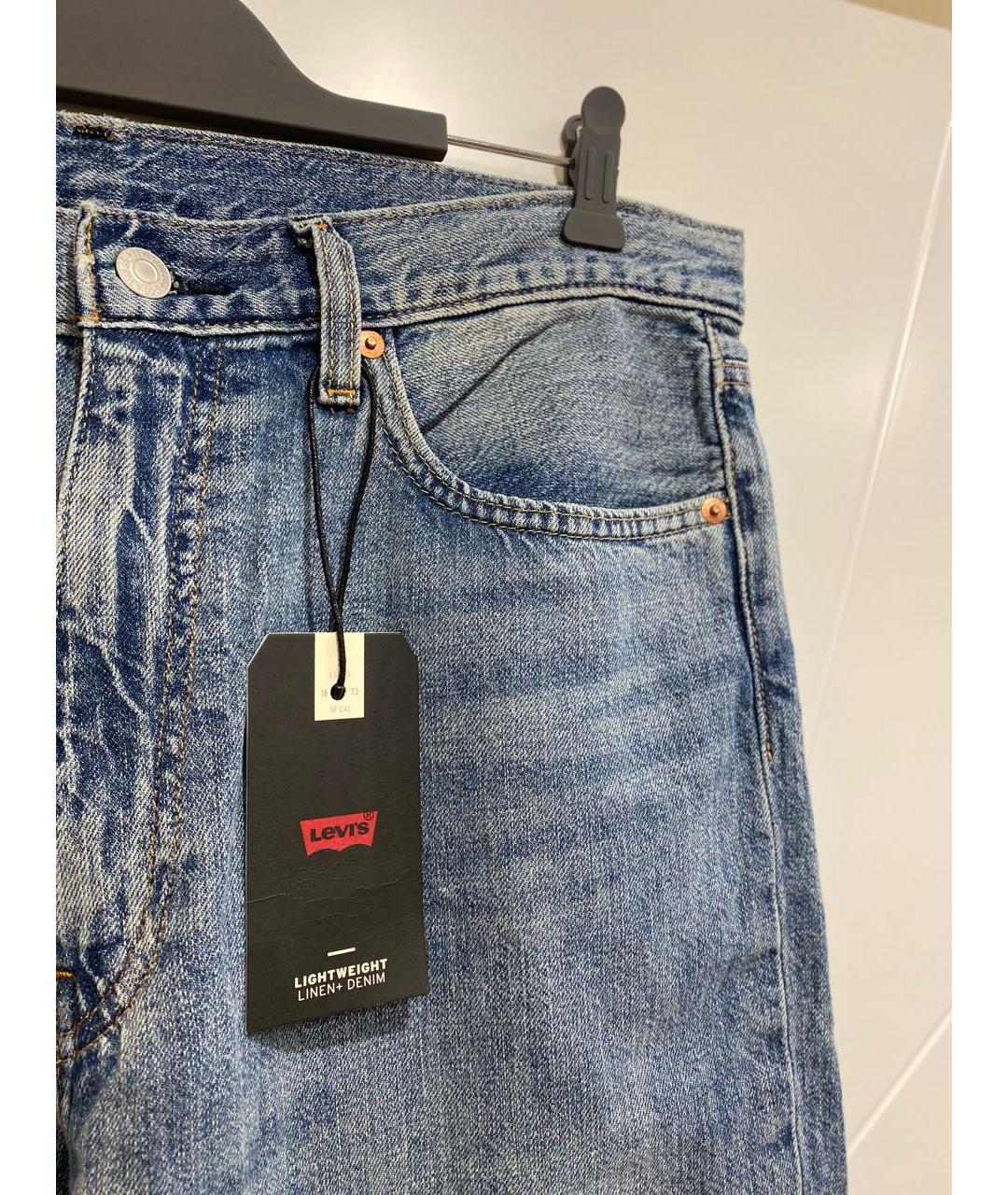 LEVI'S Голубые хлопко-льняные прямые джинсы, фото 3