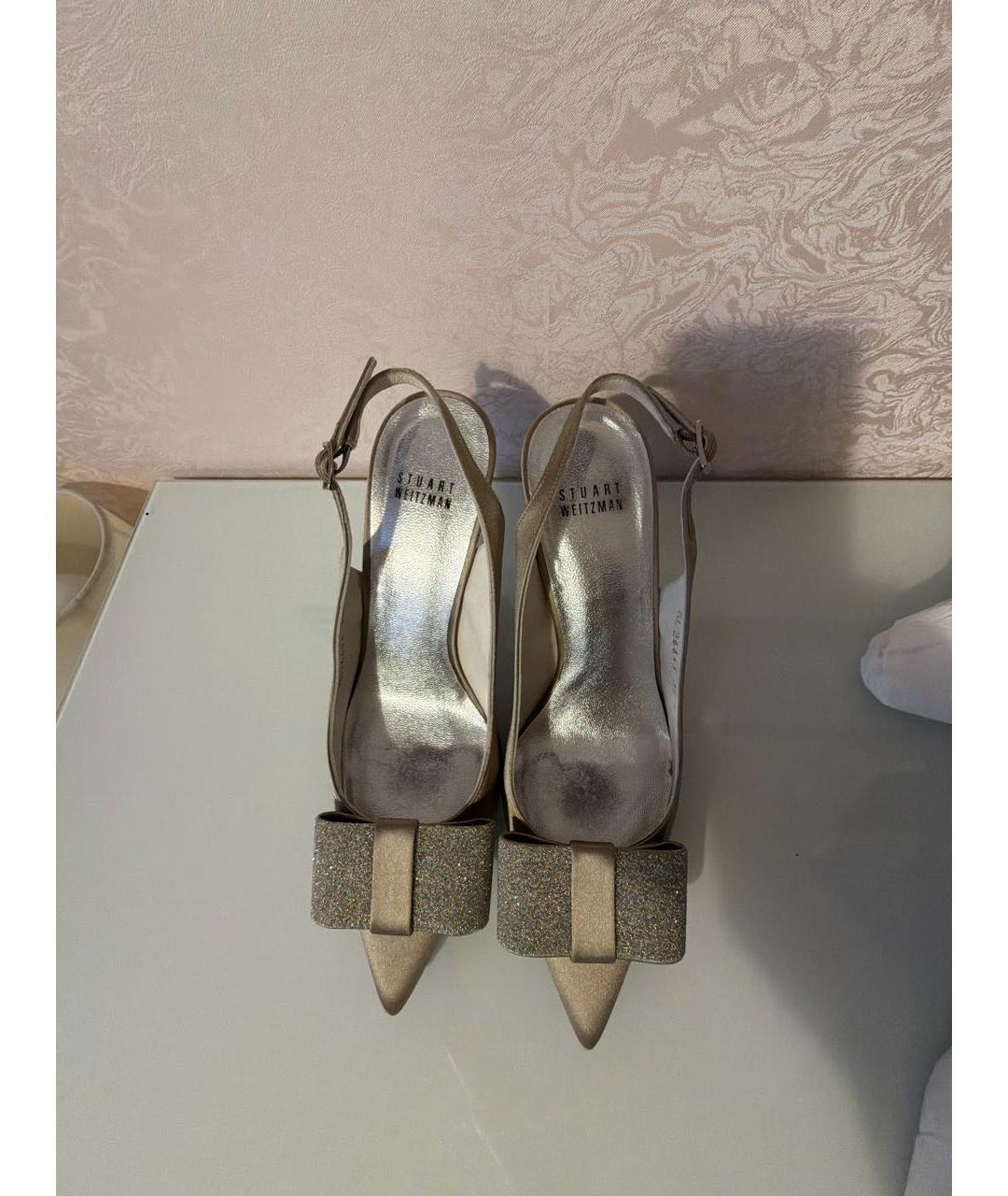 STUART WEITZMAN Бежевые текстильные босоножки, фото 2