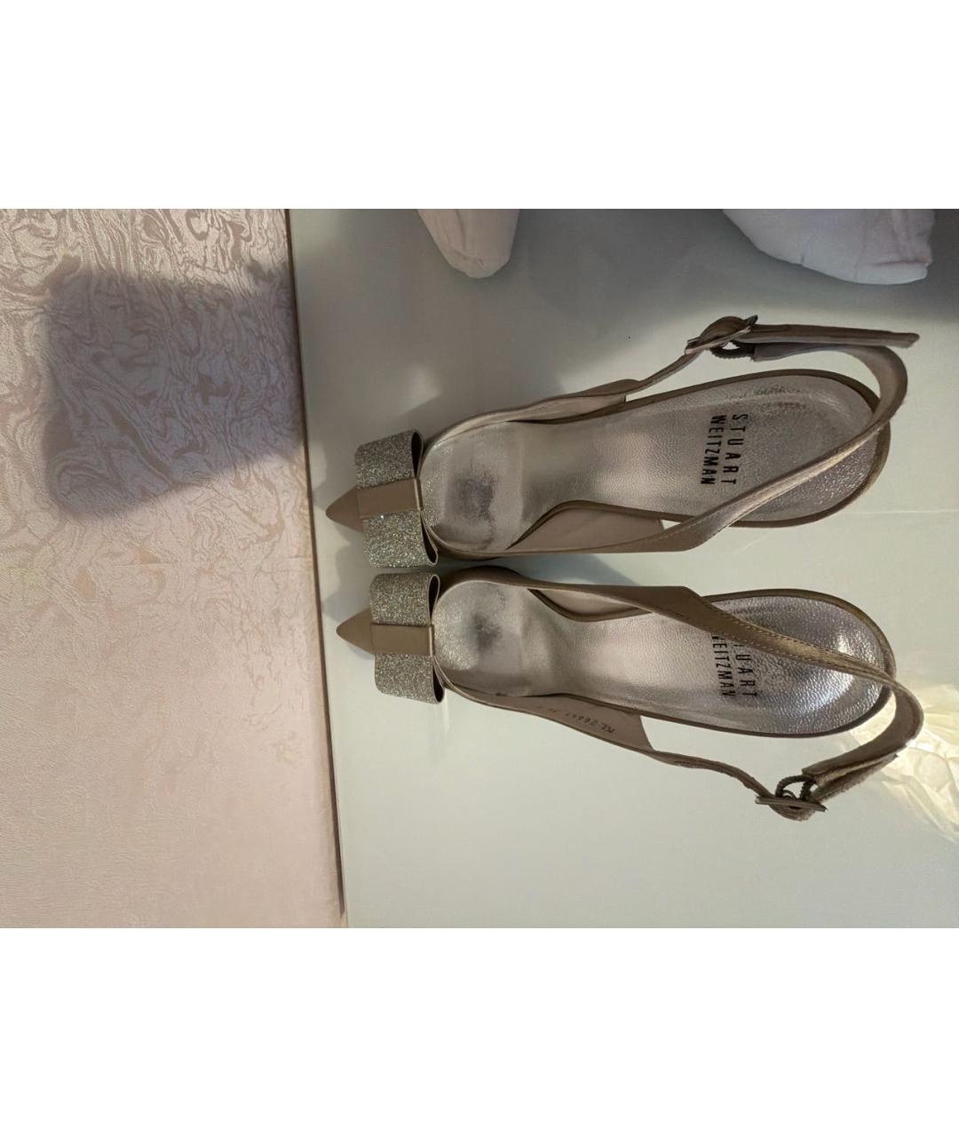 STUART WEITZMAN Бежевые текстильные босоножки, фото 3