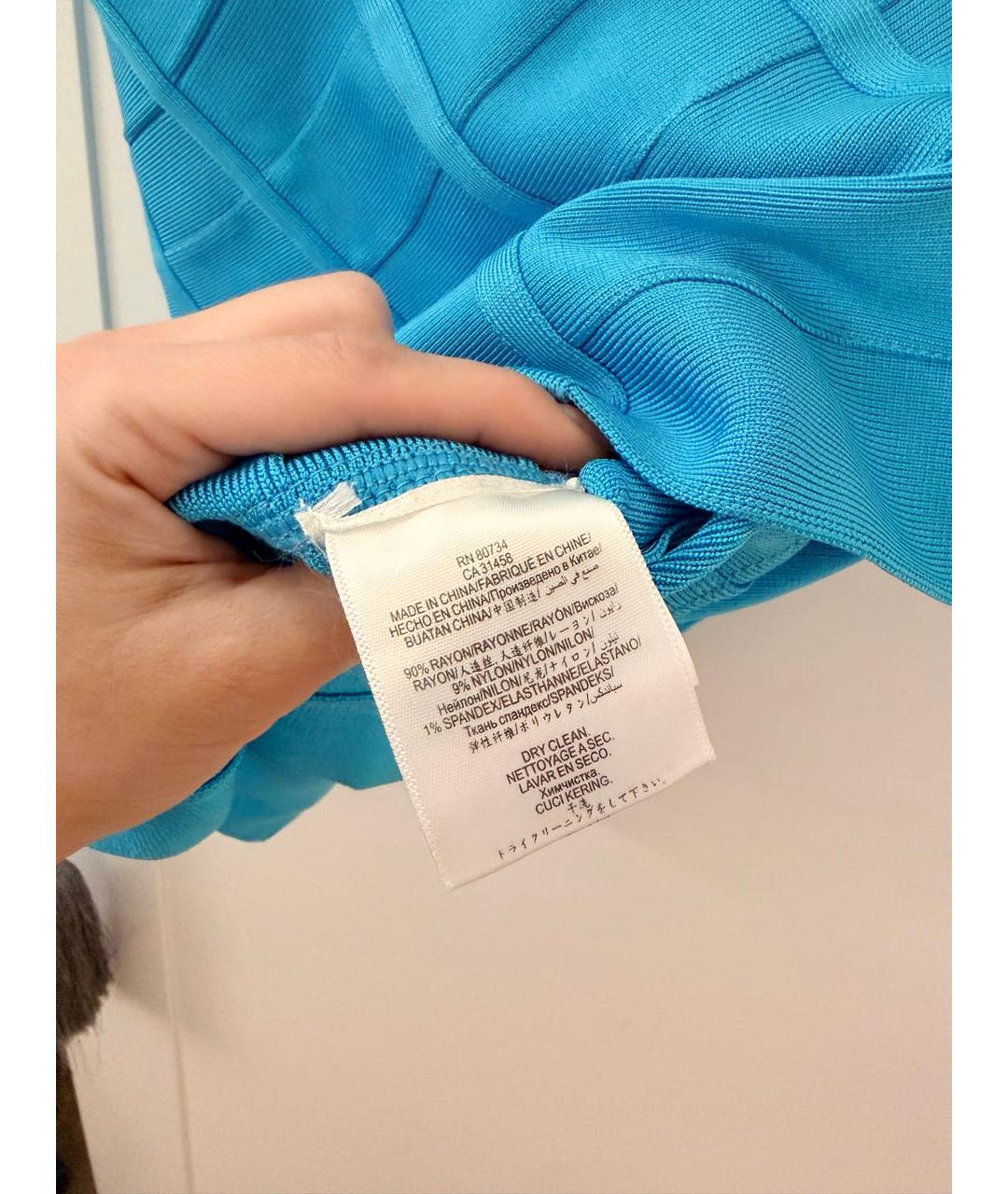 HERVE LEGER Голубое вискозное коктейльное платье, фото 2