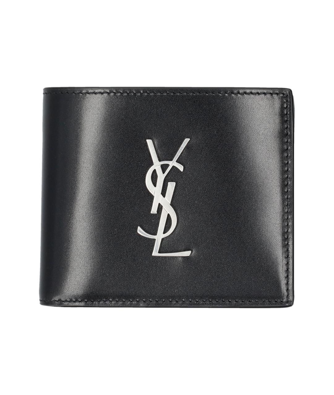 SAINT LAURENT Черный кожаный кошелек, фото 1