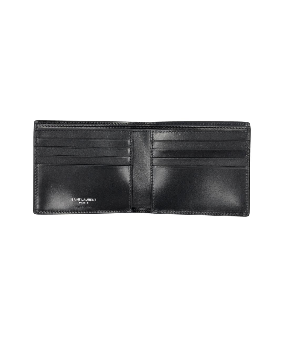 SAINT LAURENT Черный кожаный кошелек, фото 3