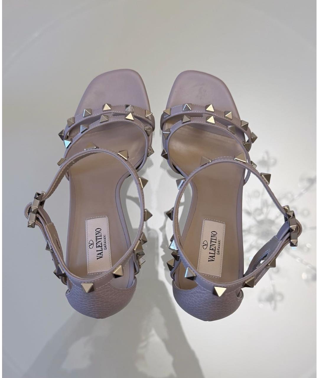 VALENTINO Бежевые кожаные босоножки, фото 3
