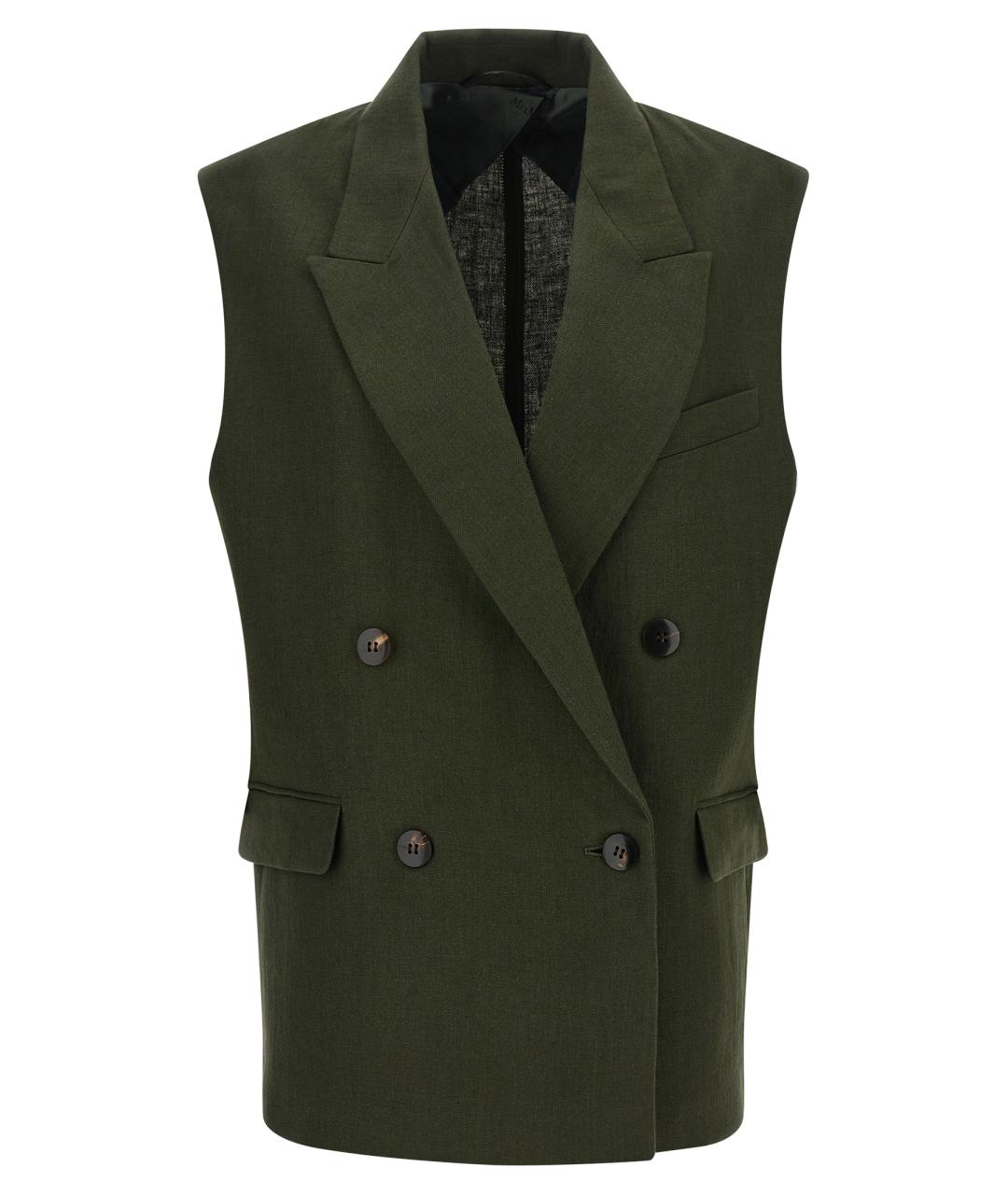 MAX MARA STUDIO Зеленая льняная жилетка, фото 1