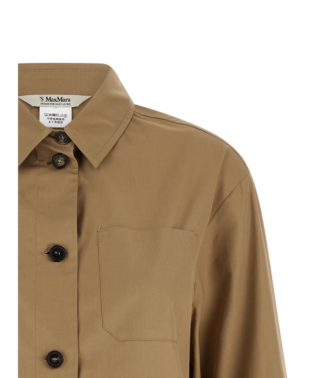 'S MAX MARA Бежевая хлопковая рубашка, фото 3