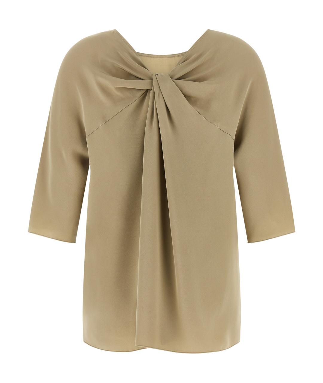 MAX MARA Бежевая шелковая блузы, фото 2