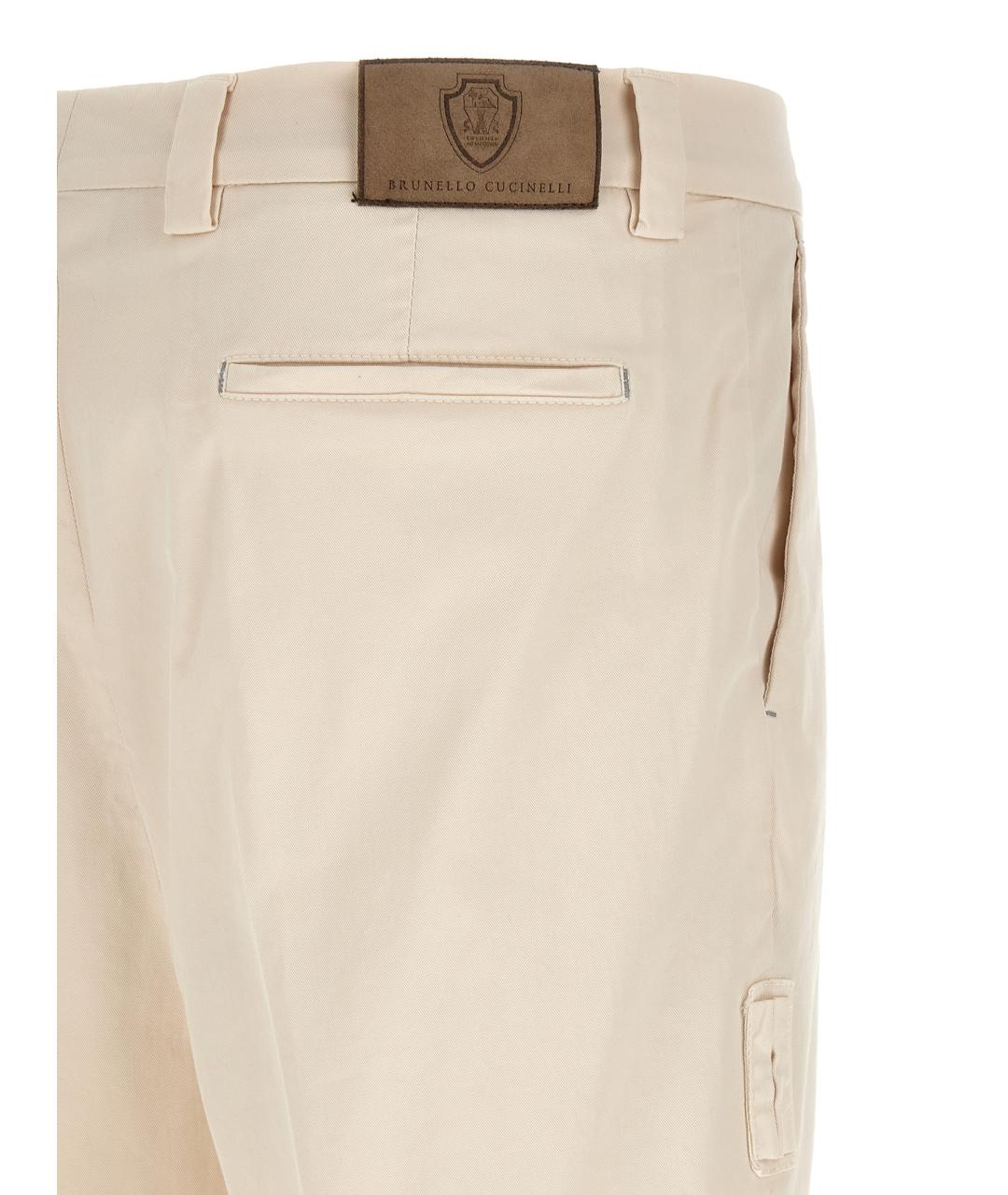 BRUNELLO CUCINELLI Белые хлопковые повседневные брюки, фото 4