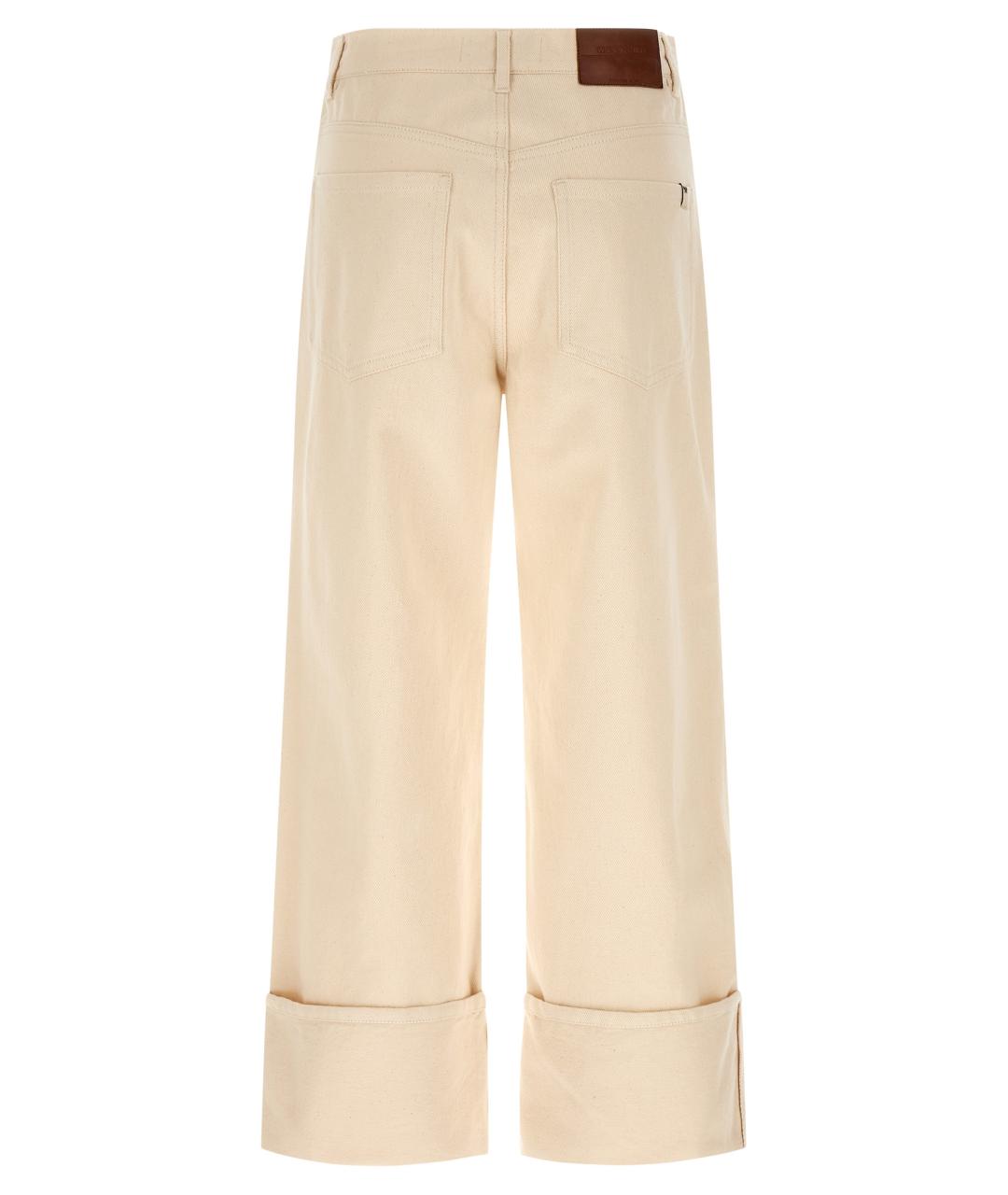 WEEKEND MAX MARA Бежевые хлопковые прямые брюки, фото 2