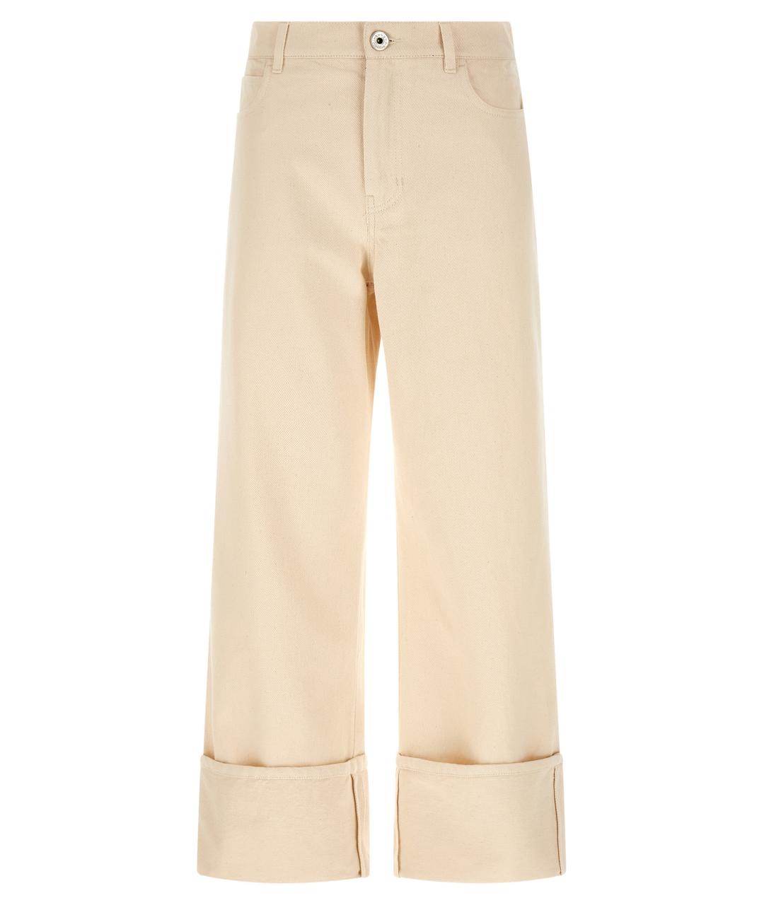 WEEKEND MAX MARA Бежевые хлопковые прямые брюки, фото 1