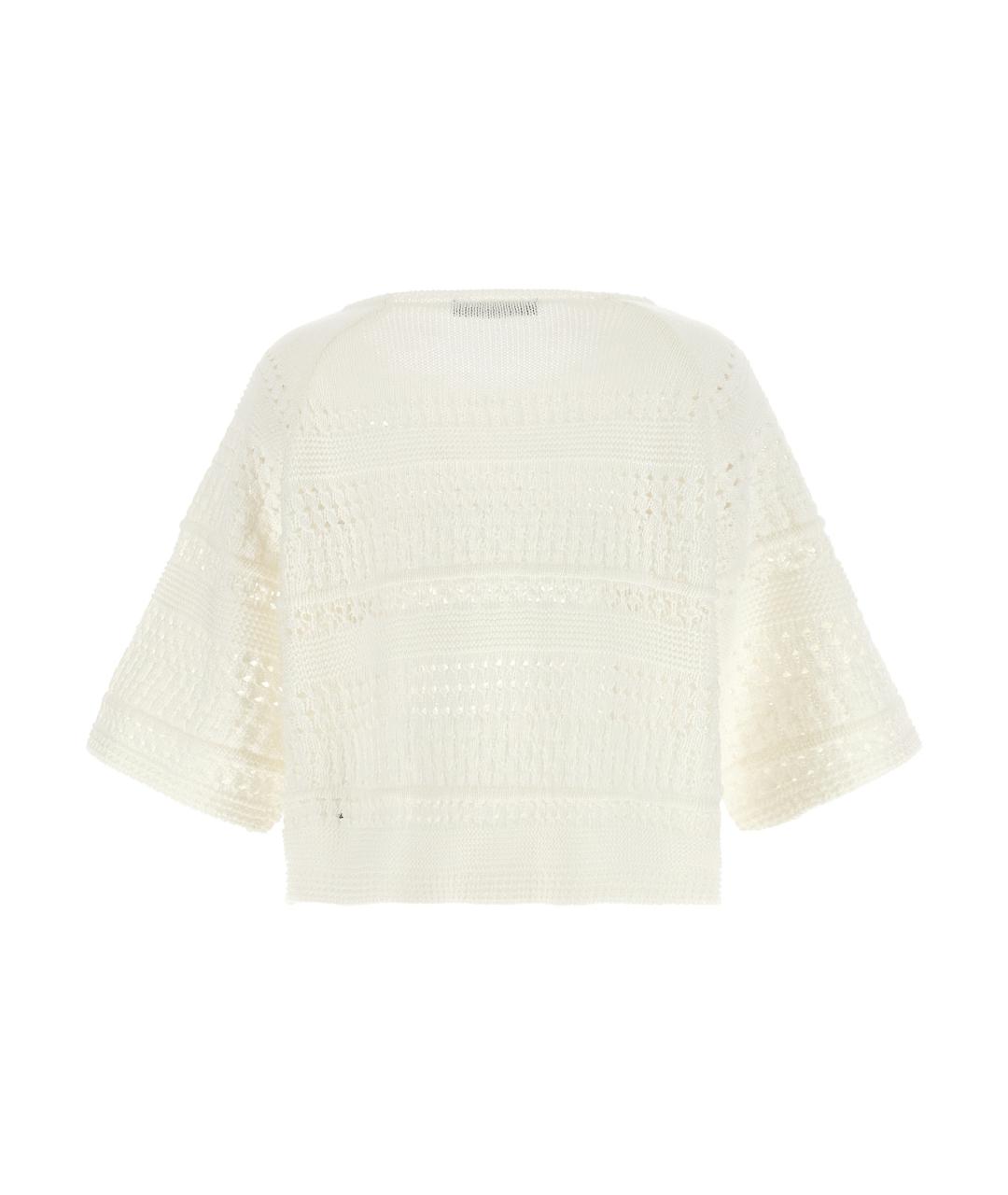 WEEKEND MAX MARA Белый хлопковый джемпер / свитер, фото 2