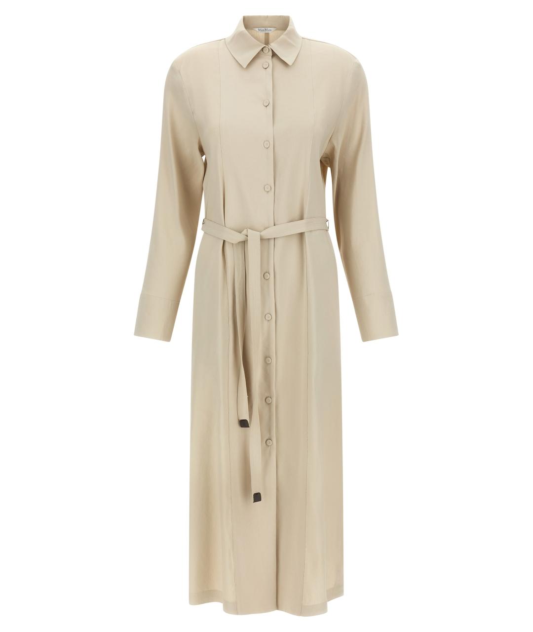 MAX MARA Бежевое льняное повседневное платье, фото 1