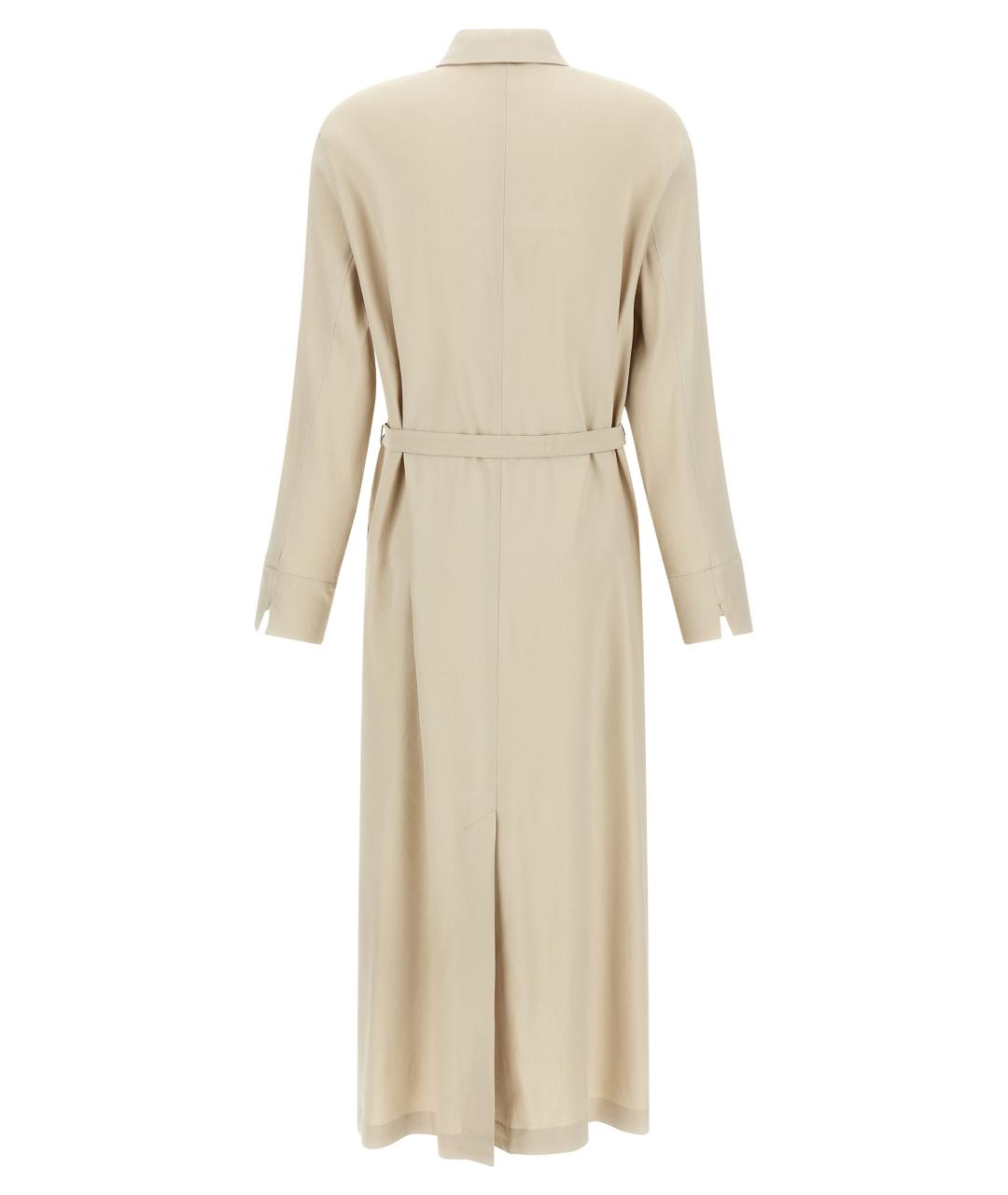 MAX MARA Бежевое льняное повседневное платье, фото 2