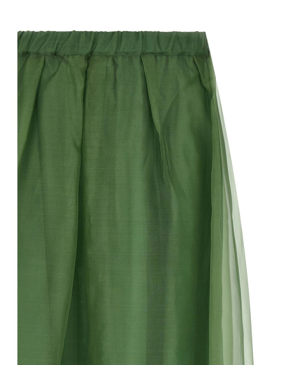 WEEKEND MAX MARA Зеленая шелковая юбка миди, фото 3