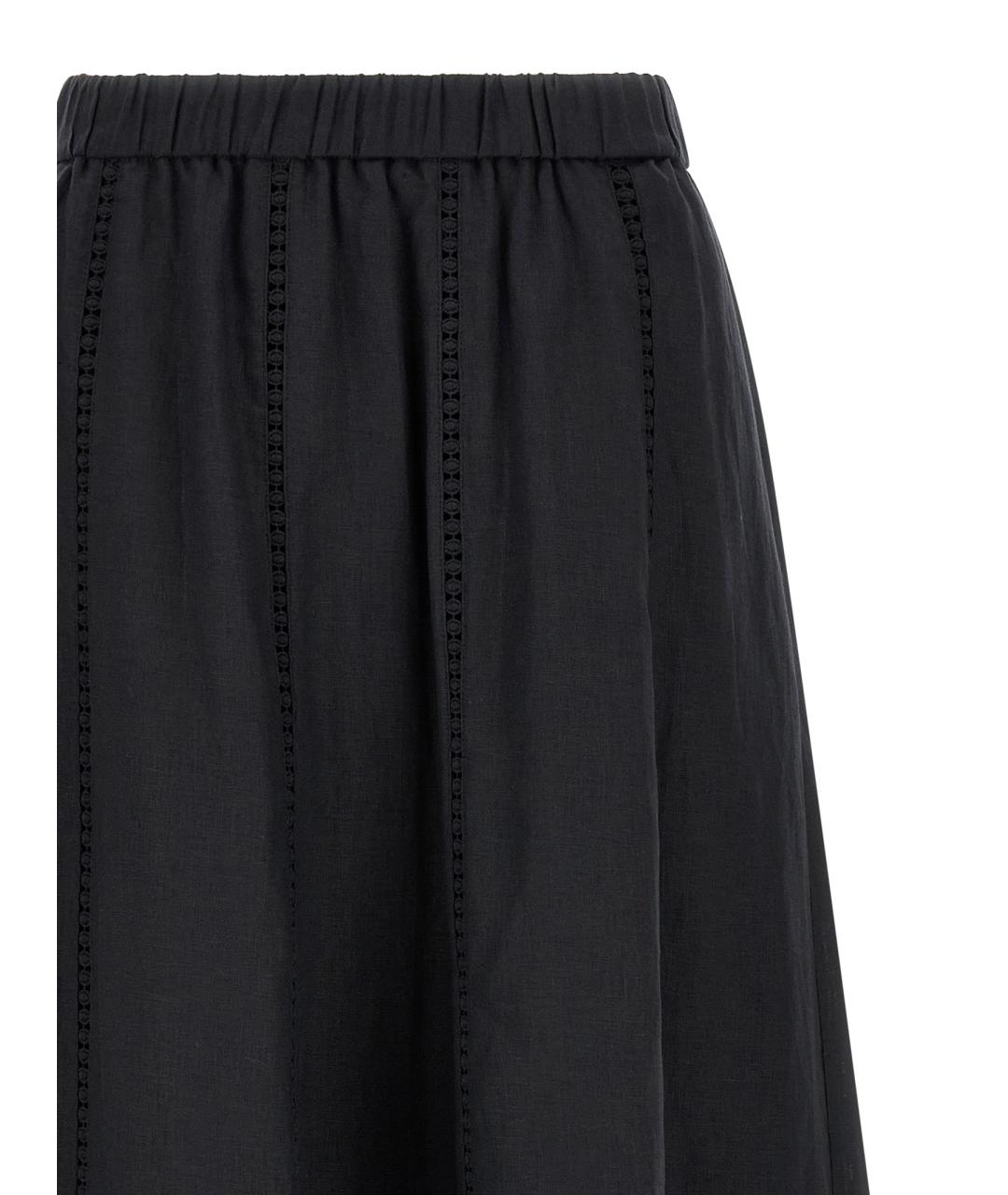 WEEKEND MAX MARA Черная льняная юбка миди, фото 3