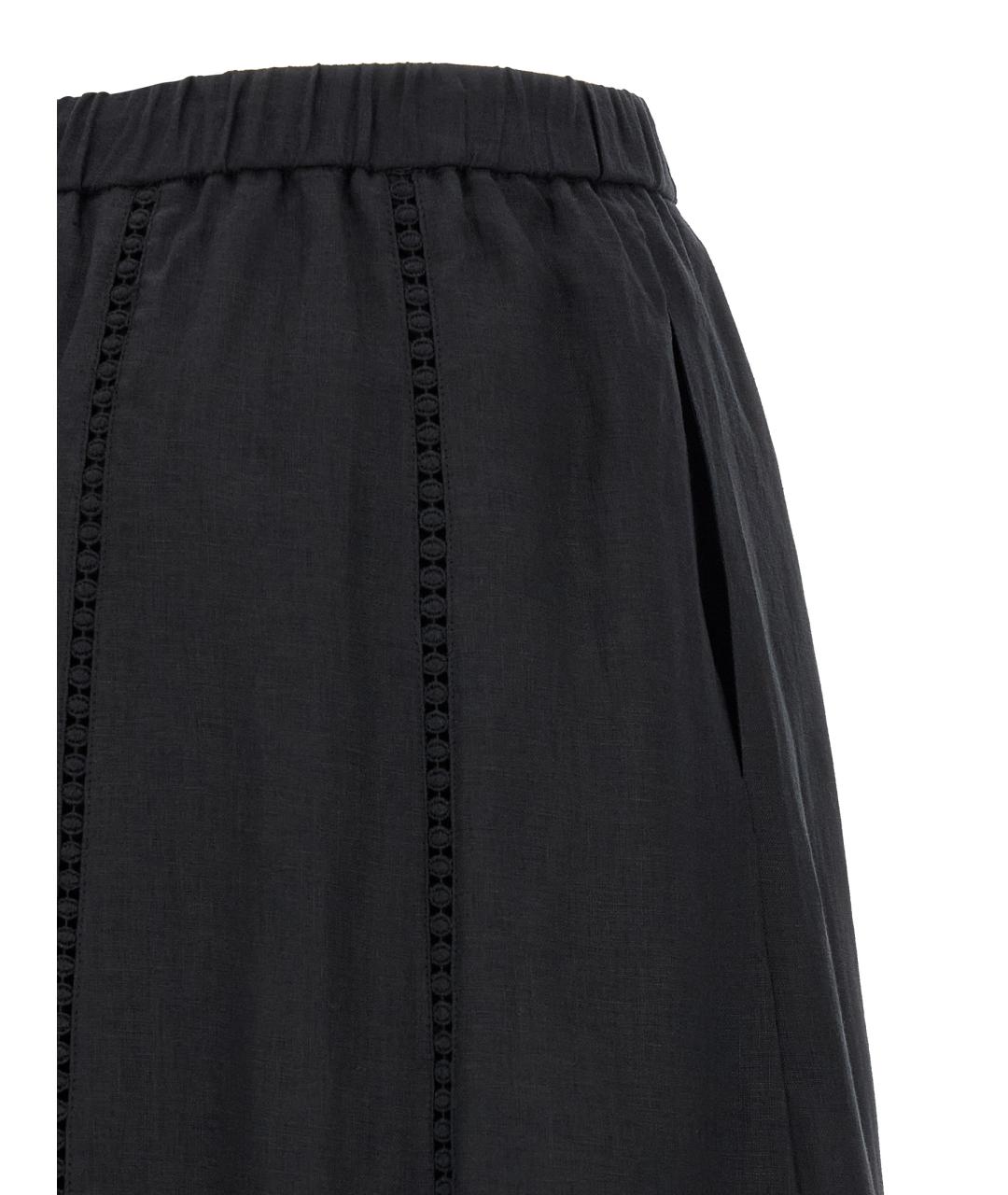 WEEKEND MAX MARA Черная льняная юбка миди, фото 4