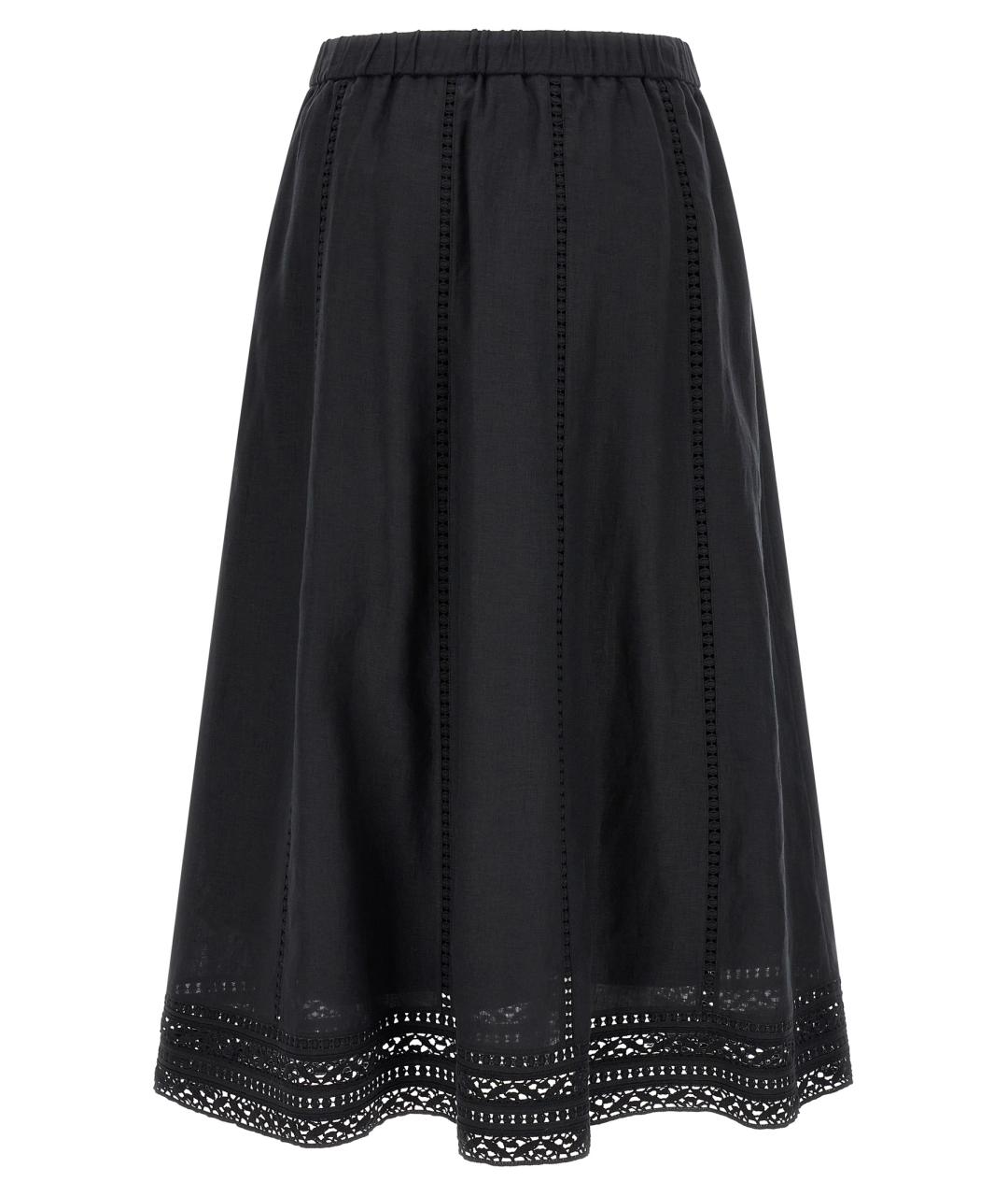 WEEKEND MAX MARA Черная льняная юбка миди, фото 2