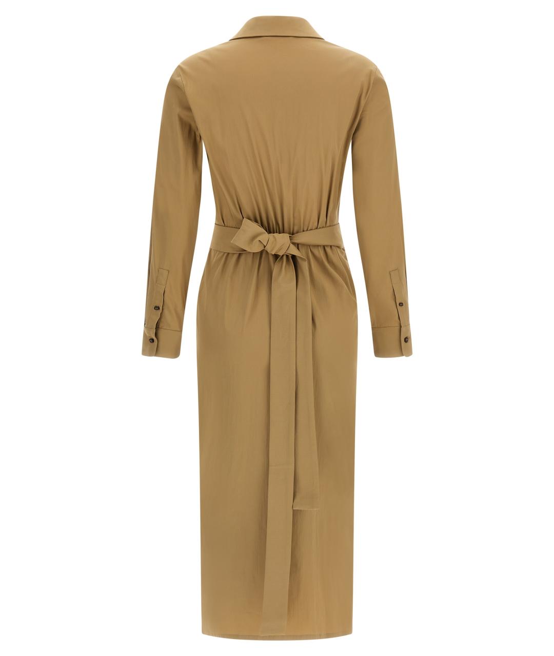 MAX MARA Бежевое хлопковое повседневное платье, фото 2