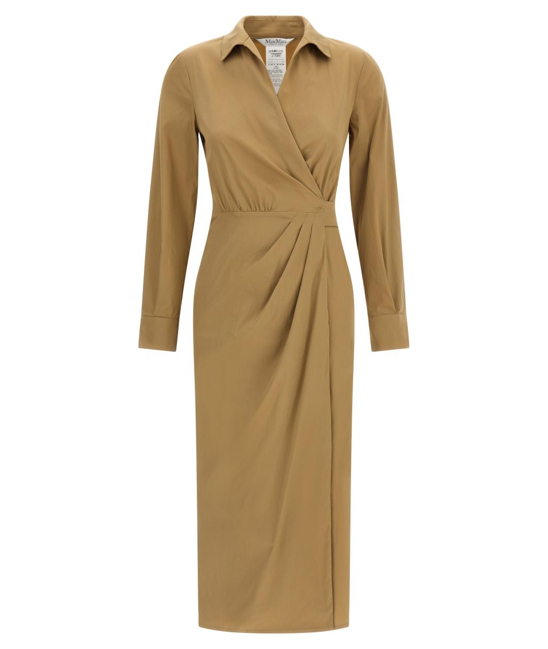 MAX MARA Бежевое хлопковое повседневное платье, фото 1