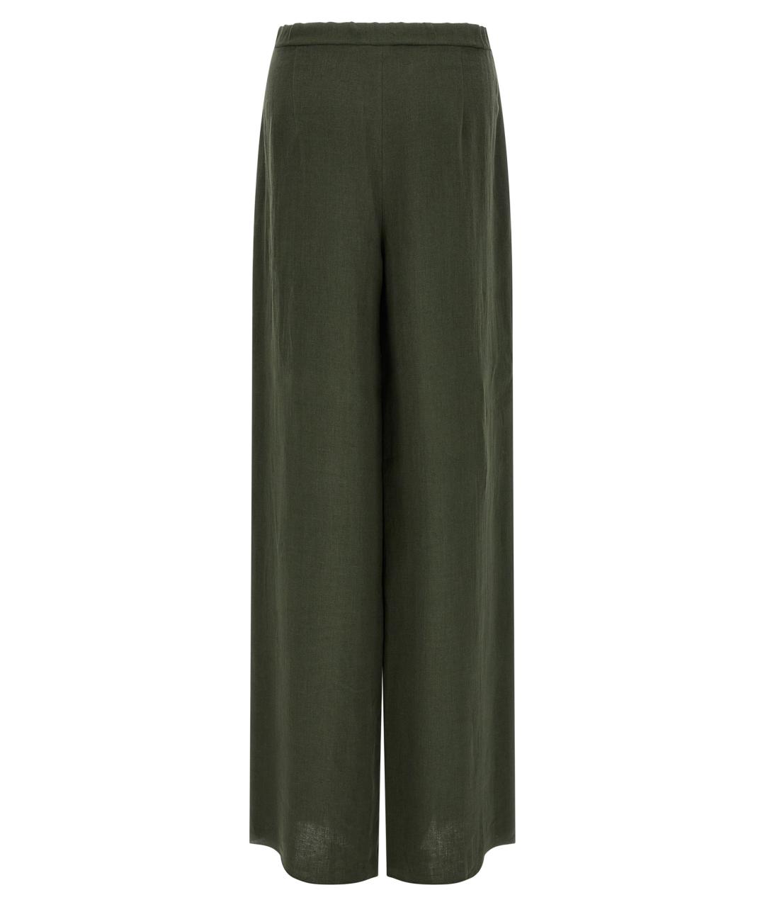 MAX MARA STUDIO Зеленые льняные прямые брюки, фото 2
