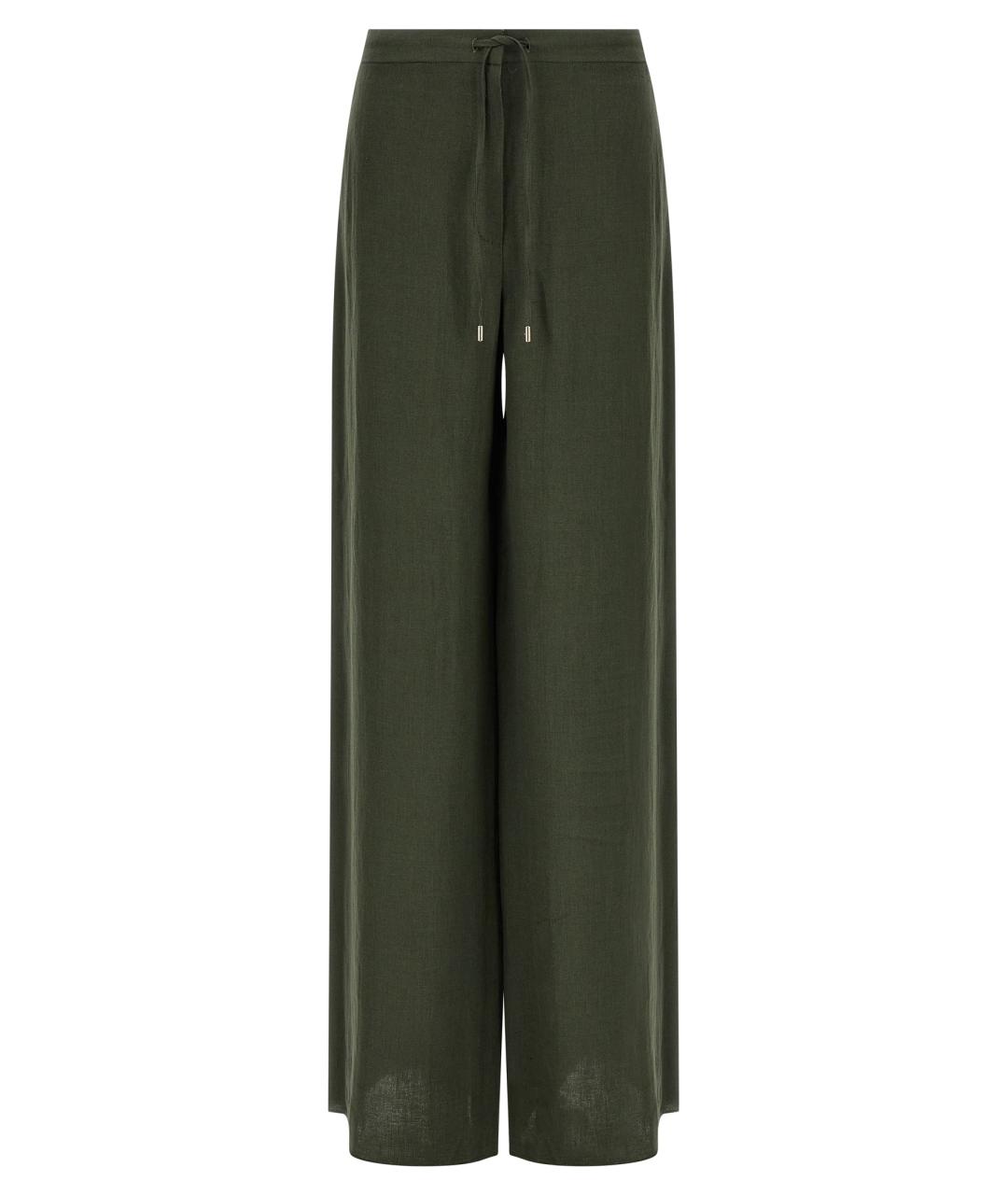 MAX MARA STUDIO Зеленые льняные прямые брюки, фото 1