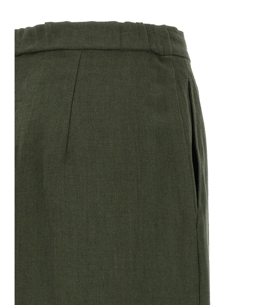 MAX MARA STUDIO Зеленые льняные прямые брюки, фото 4