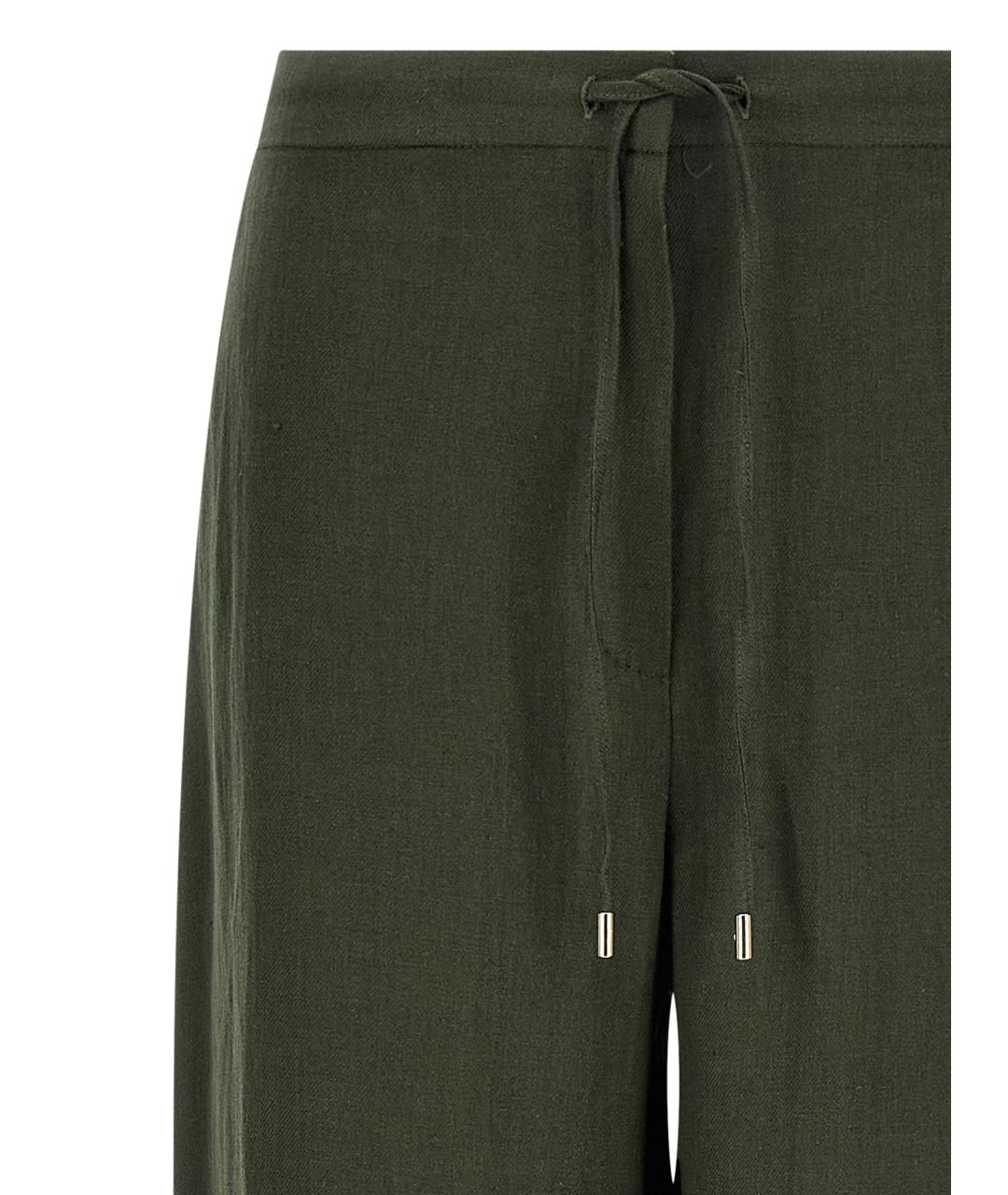 MAX MARA STUDIO Зеленые льняные прямые брюки, фото 3
