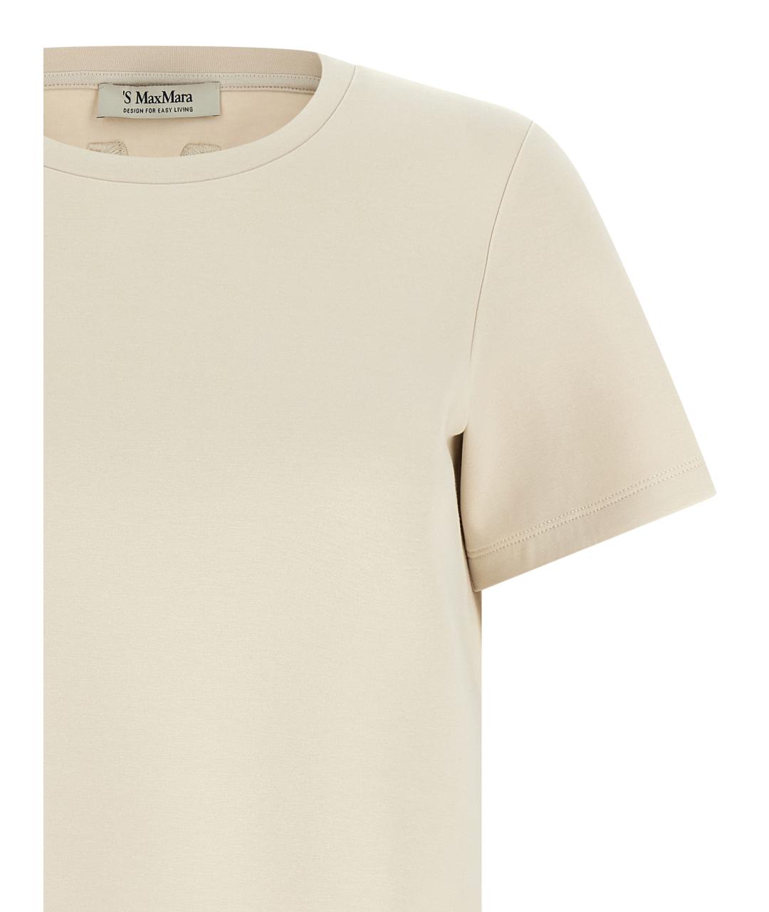 'S MAX MARA Бежевая хлопковая футболка, фото 3