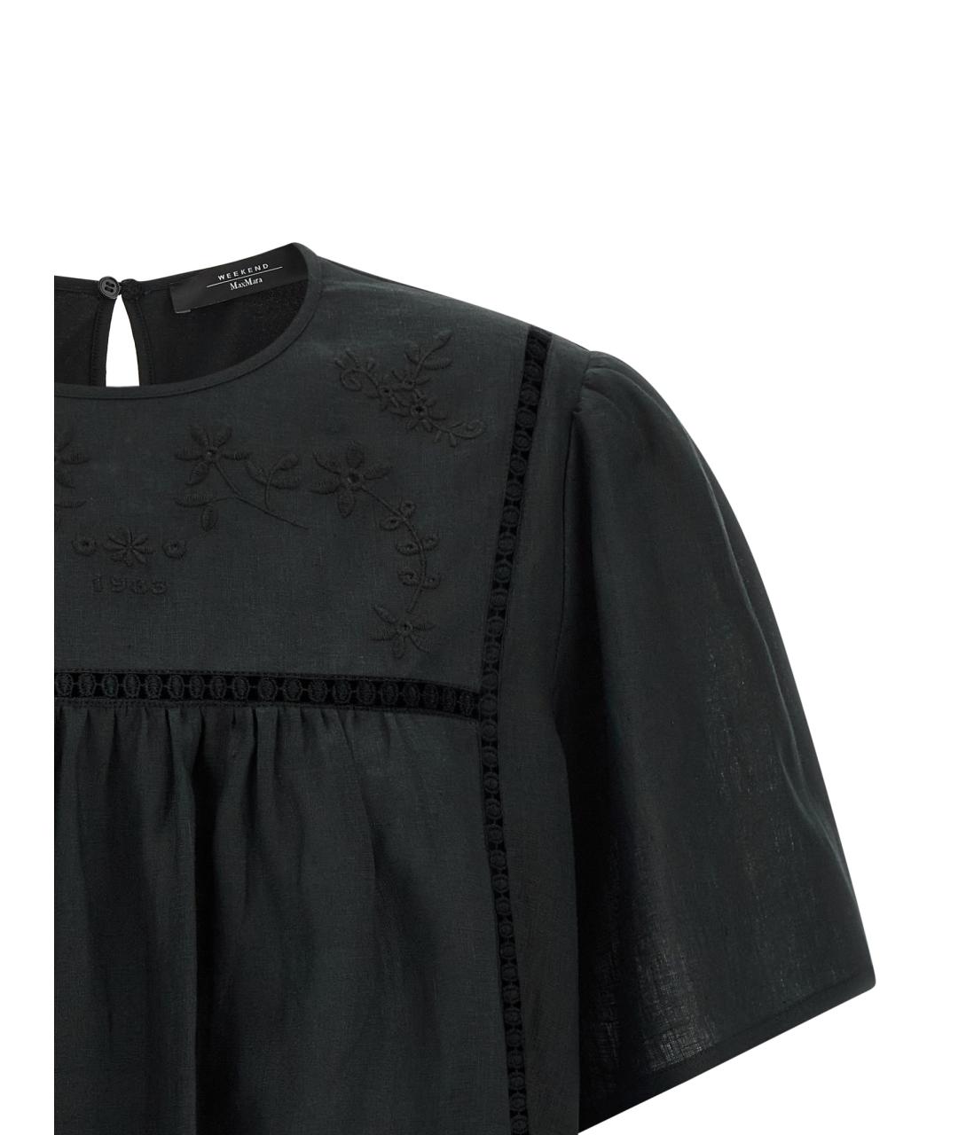 WEEKEND MAX MARA Черная льняная блузы, фото 3