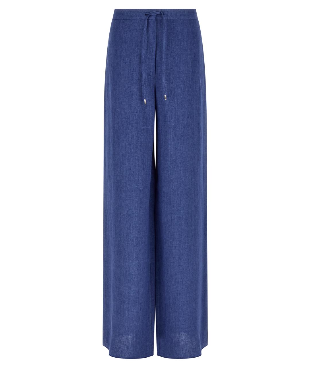 MAX MARA STUDIO Синие льняные прямые брюки, фото 1
