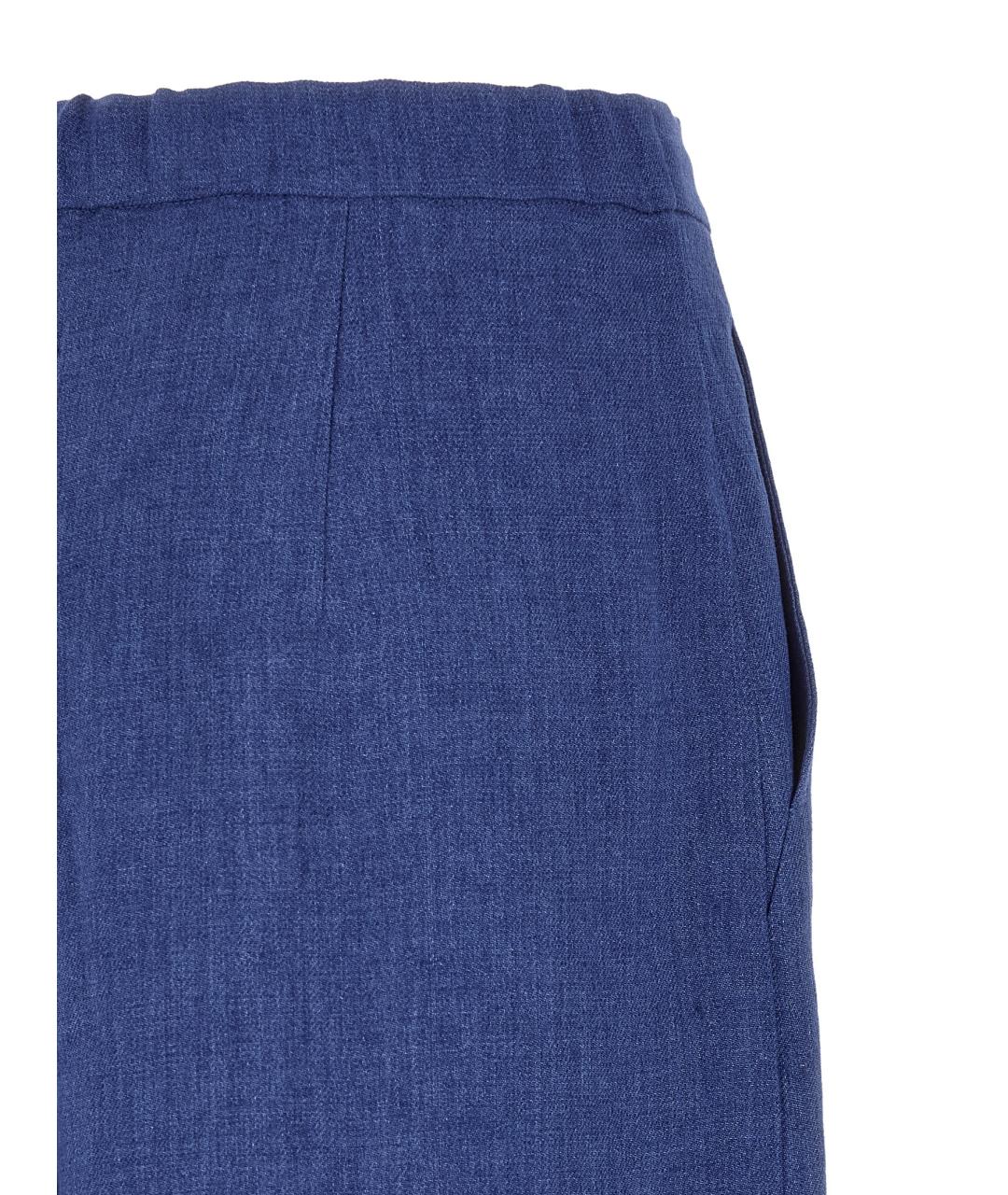 MAX MARA STUDIO Синие льняные прямые брюки, фото 4