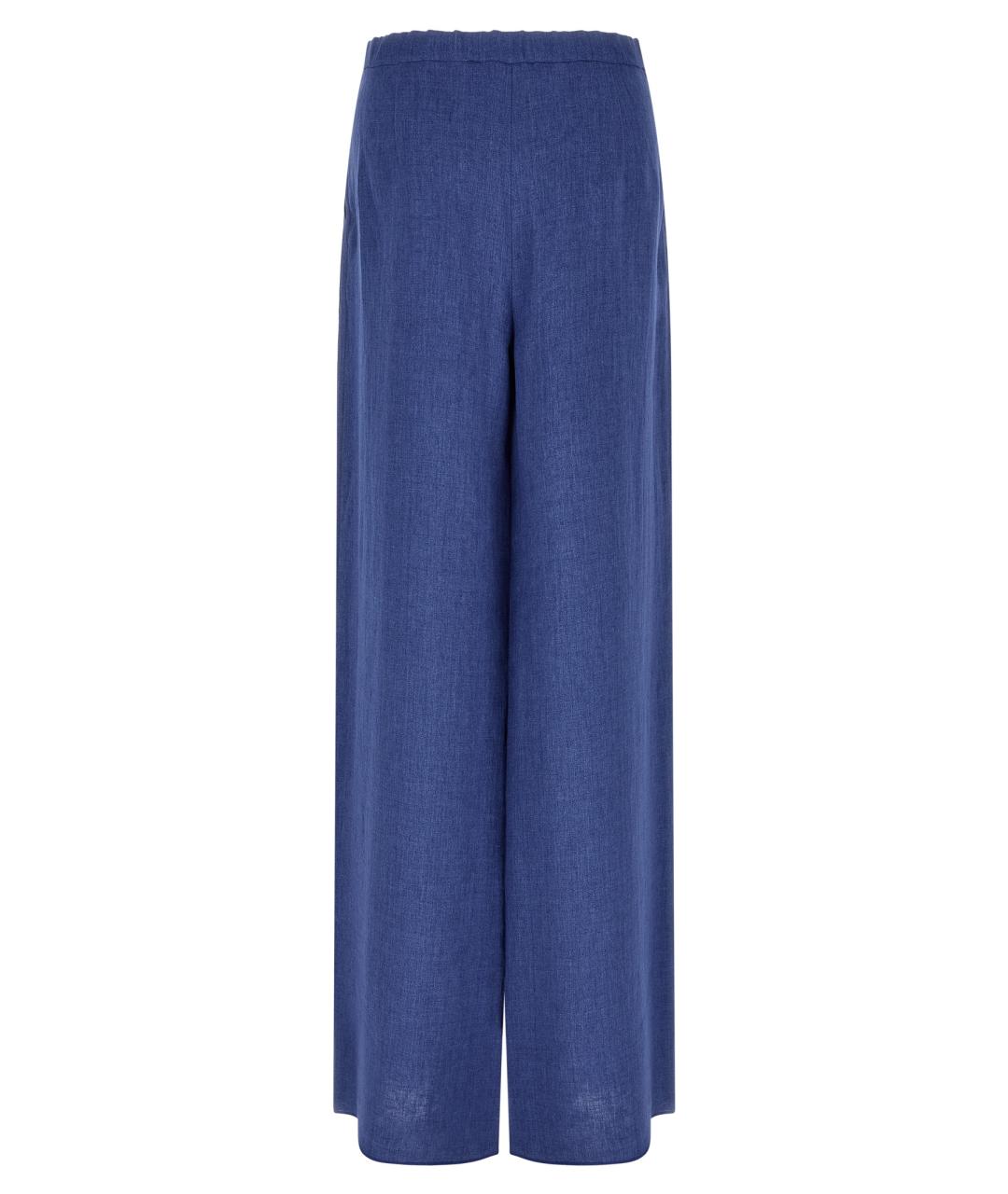 MAX MARA STUDIO Синие льняные прямые брюки, фото 2