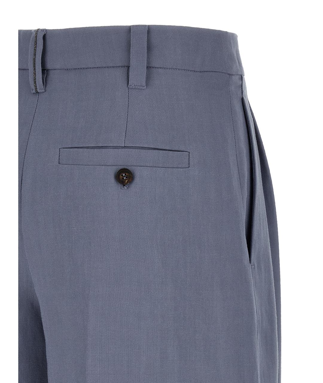 BRUNELLO CUCINELLI Синие вискозные шорты, фото 4