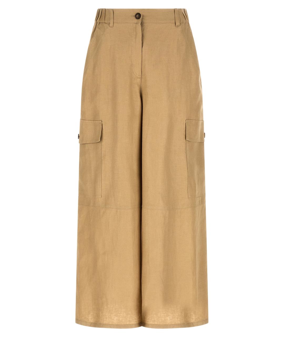 WEEKEND MAX MARA Бежевые льняные прямые брюки, фото 1