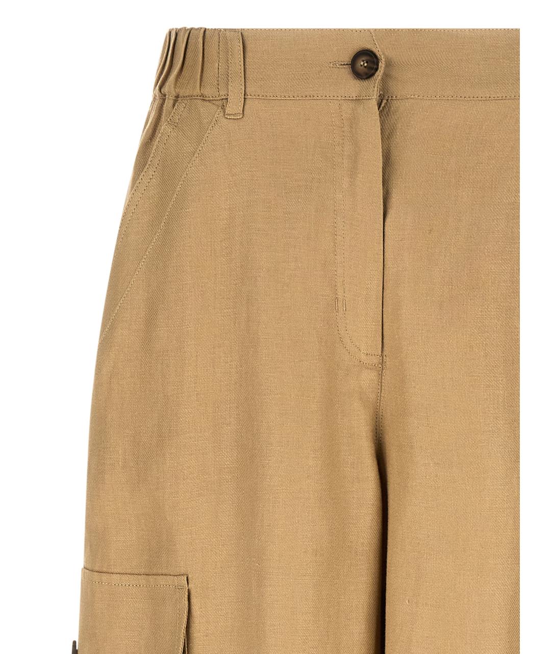 WEEKEND MAX MARA Бежевые льняные прямые брюки, фото 3