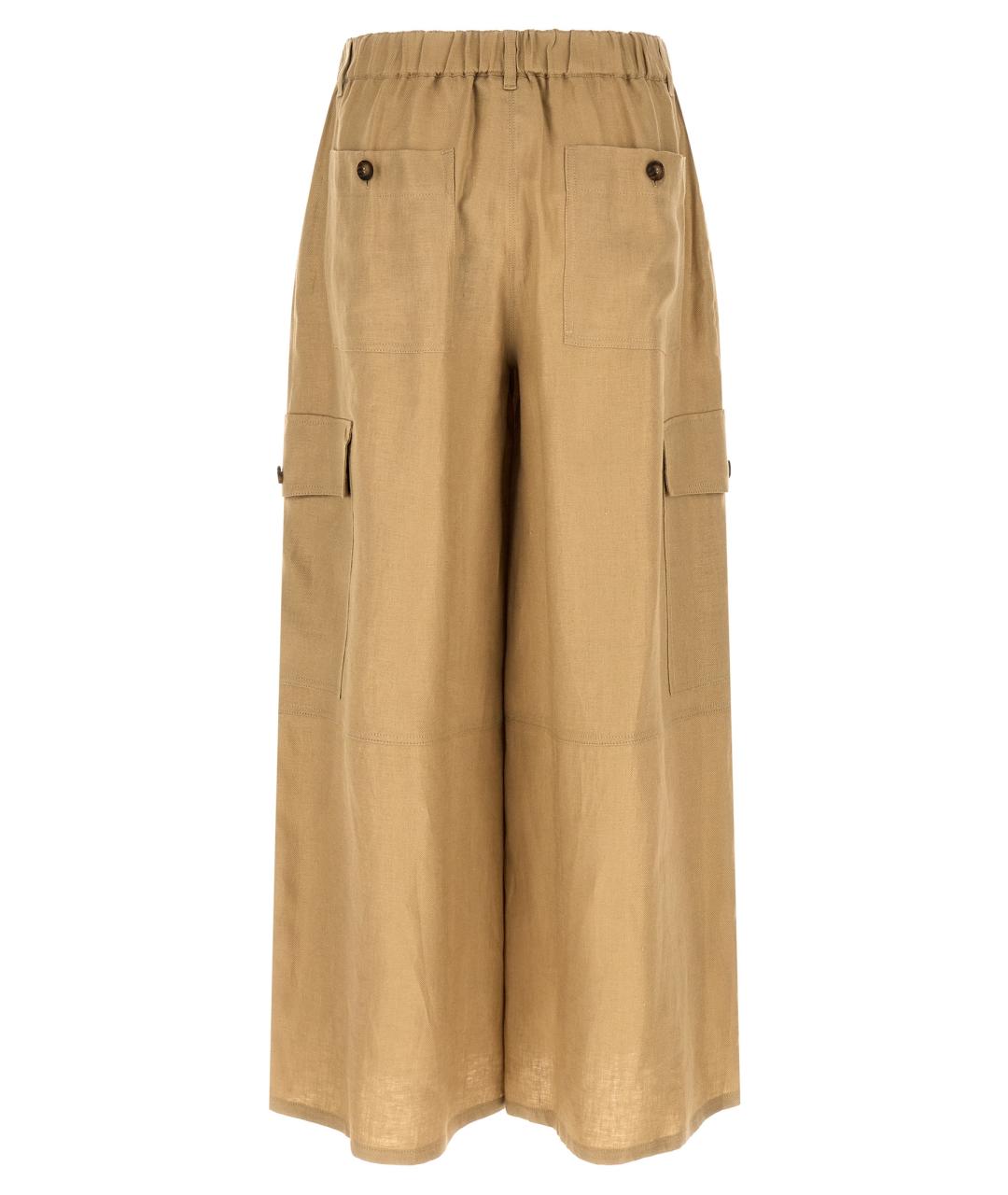 WEEKEND MAX MARA Бежевые льняные прямые брюки, фото 2