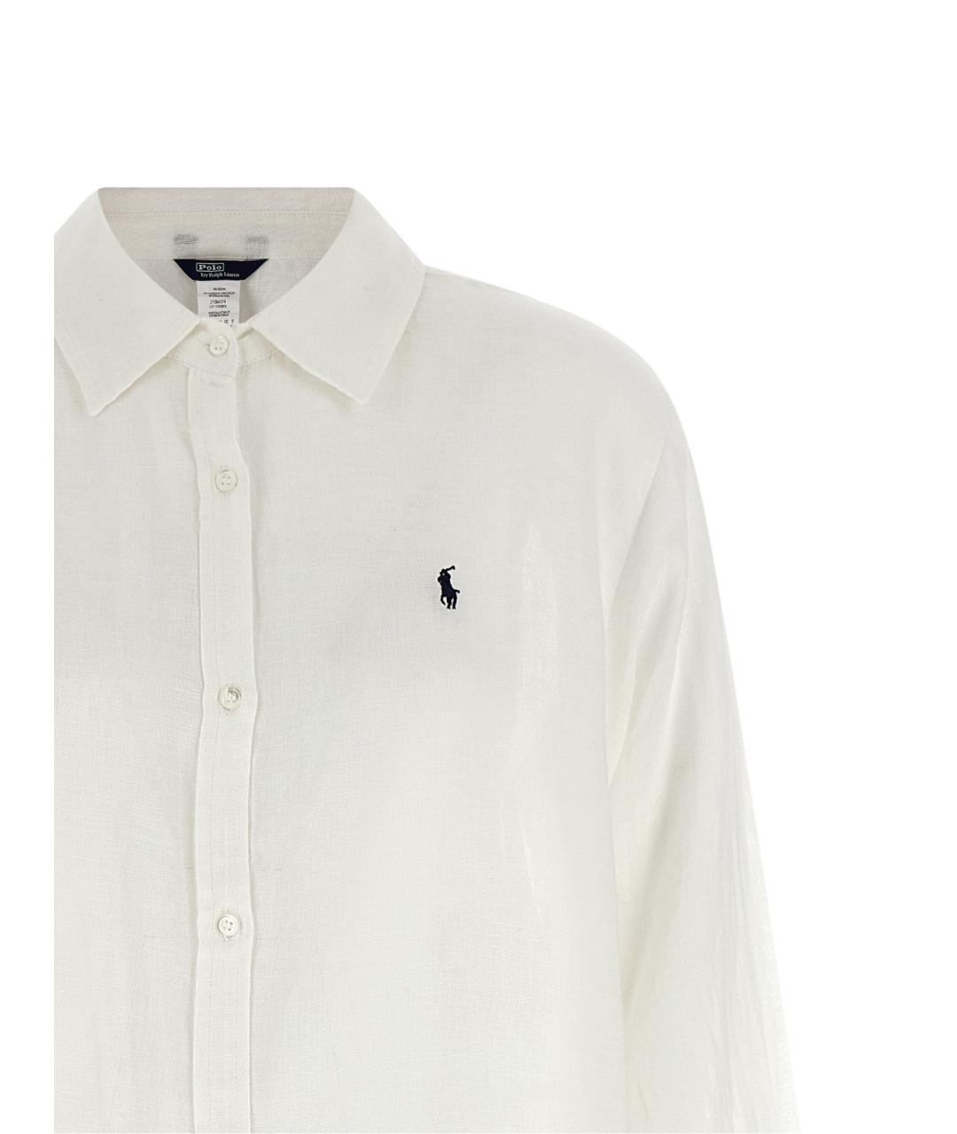 POLO RALPH LAUREN Белое хлопковое повседневное платье, фото 3