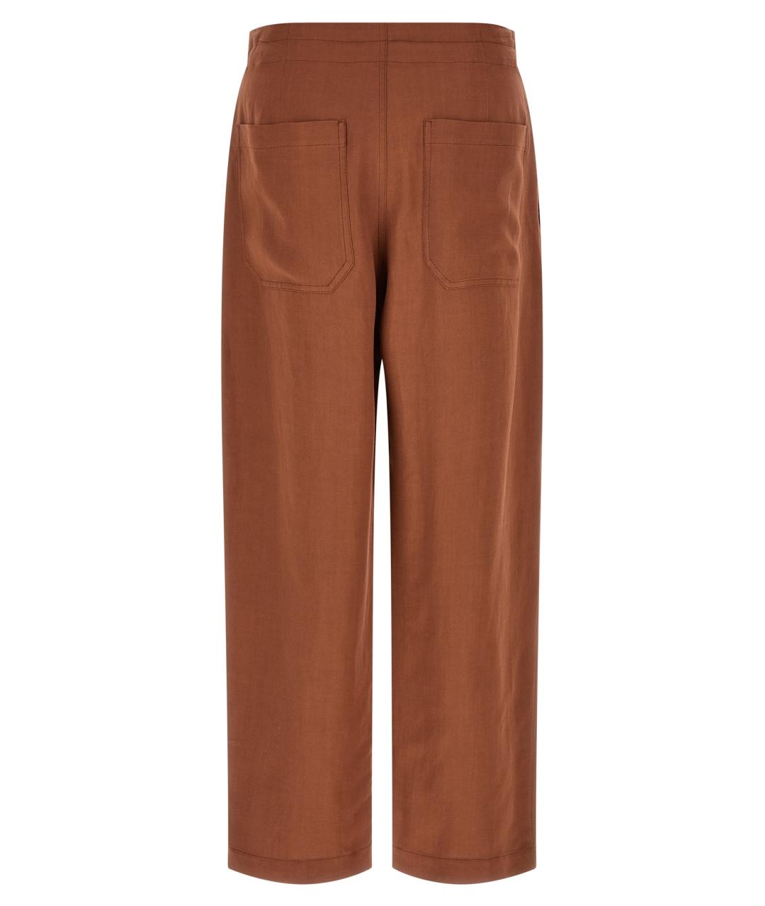 BRUNELLO CUCINELLI Коричневые вискозные прямые брюки, фото 2