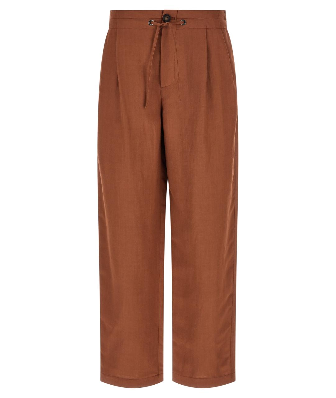 BRUNELLO CUCINELLI Коричневые вискозные прямые брюки, фото 1