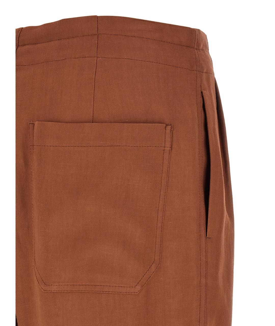 BRUNELLO CUCINELLI Коричневые вискозные прямые брюки, фото 4