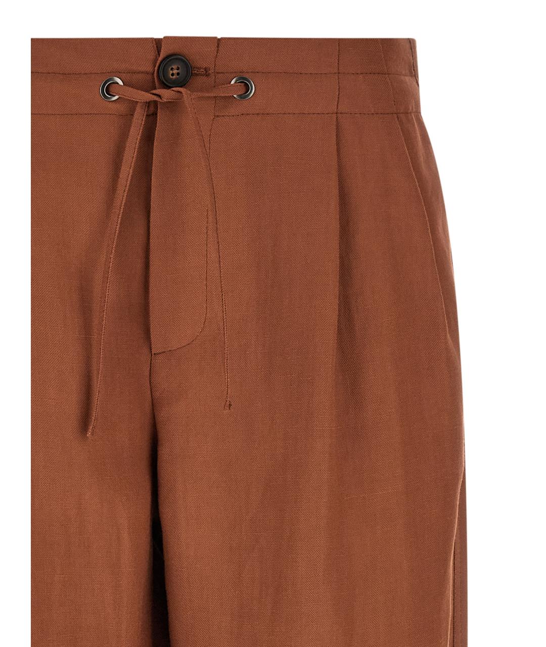 BRUNELLO CUCINELLI Коричневые вискозные прямые брюки, фото 3