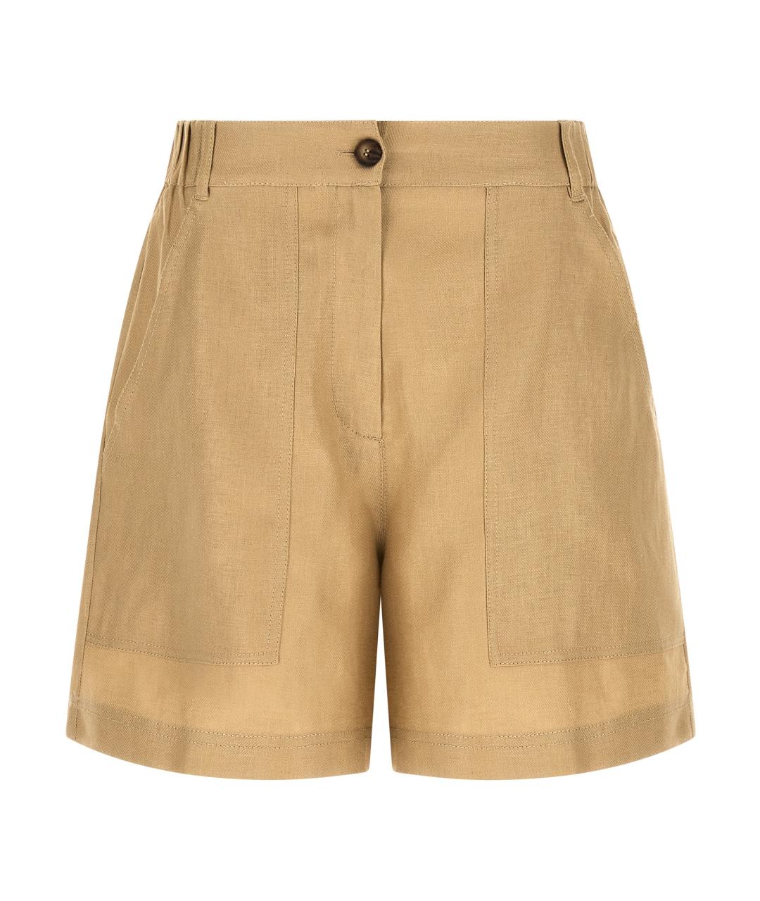WEEKEND MAX MARA Бежевые льняные шорты, фото 1