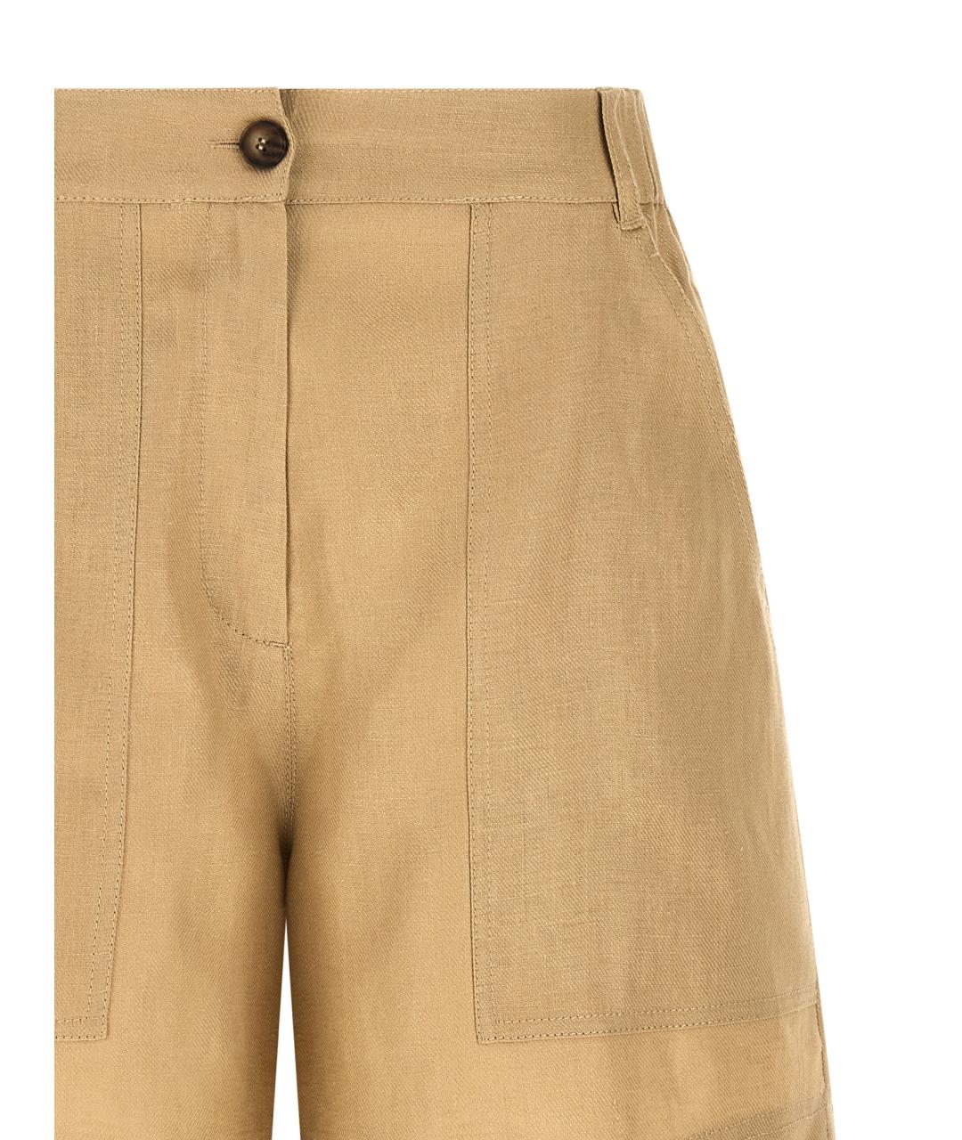 WEEKEND MAX MARA Бежевые льняные шорты, фото 3