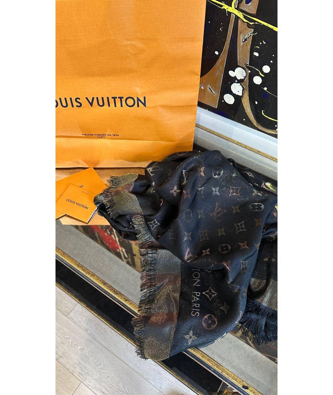 LOUIS VUITTON Коричневый платок, фото 2