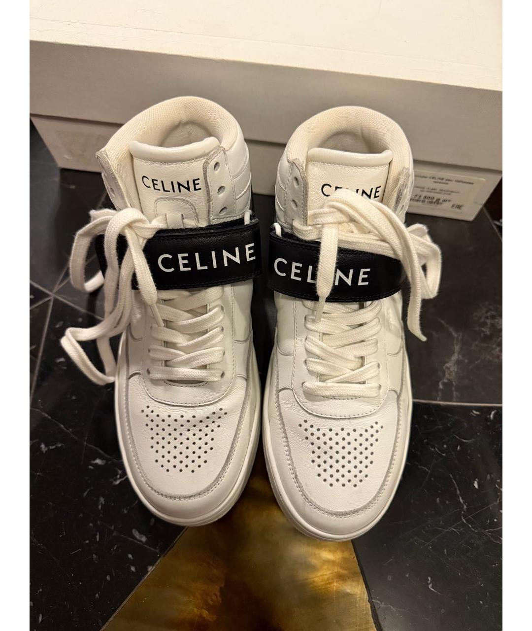 CELINE Белые кожаные кроссовки, фото 2