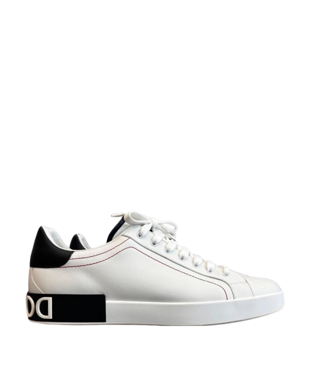 DOLCE&GABBANA Белые кожаные низкие кроссовки / кеды, фото 1