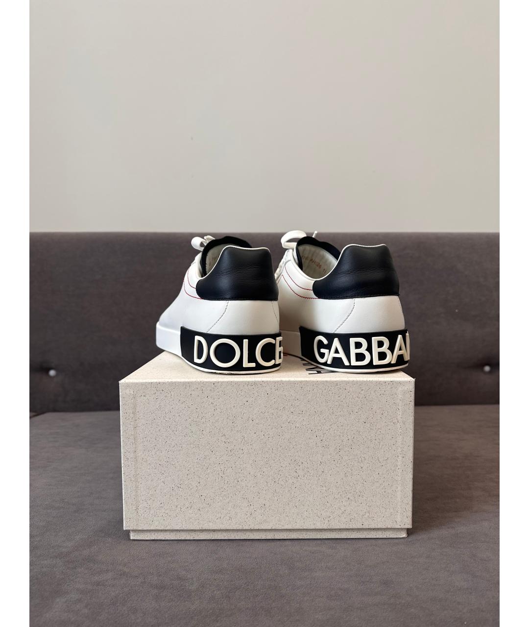 DOLCE&GABBANA Белые кожаные низкие кроссовки / кеды, фото 3